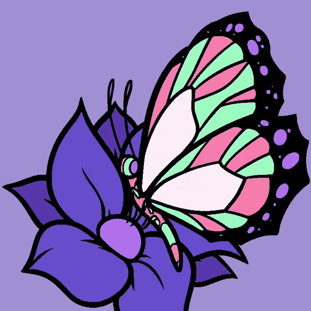 a butterfly is sitting on top of a purple flower