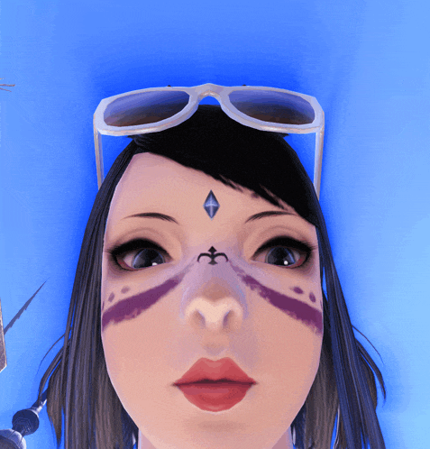 a close up of a woman 's face with sunglasses on