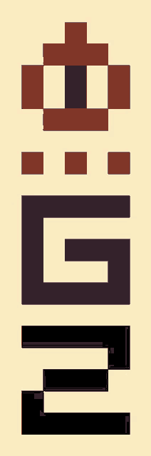 a pixel art of the letter g with a crown