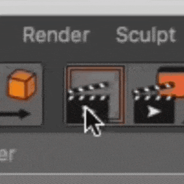 a screenshot of a computer screen showing the render and sculpt buttons