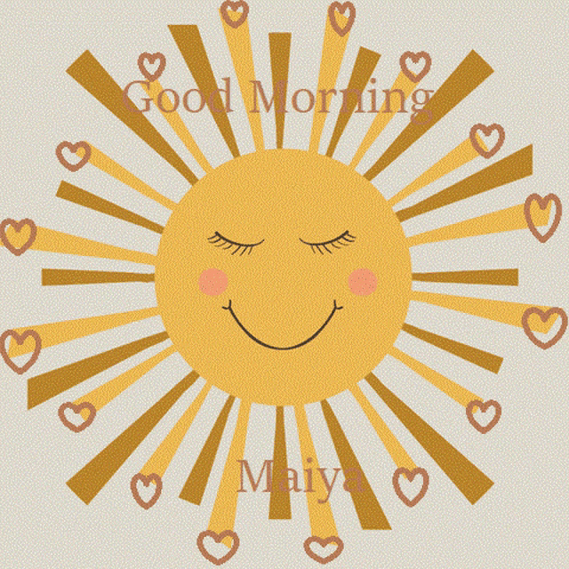 a sun with hearts around it and the words good morning