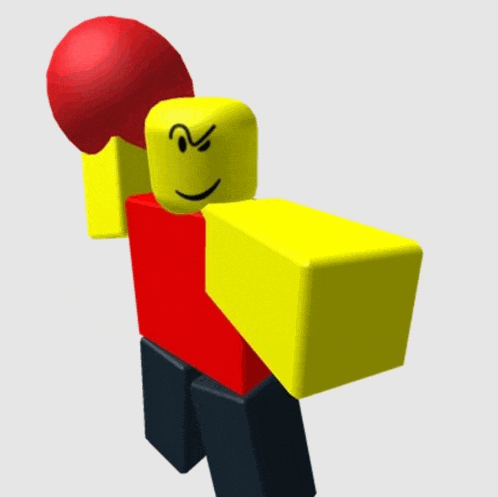 a yellow and red roblox character with an angry face is holding a red boxing glove