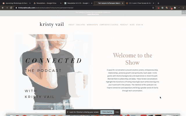 a screen shot of a web page titled connected with kristy vail