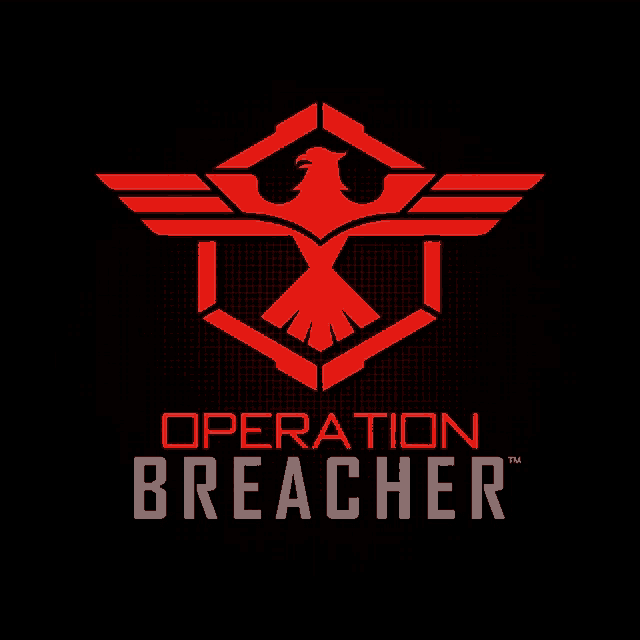 a logo for operation breacher with a red eagle