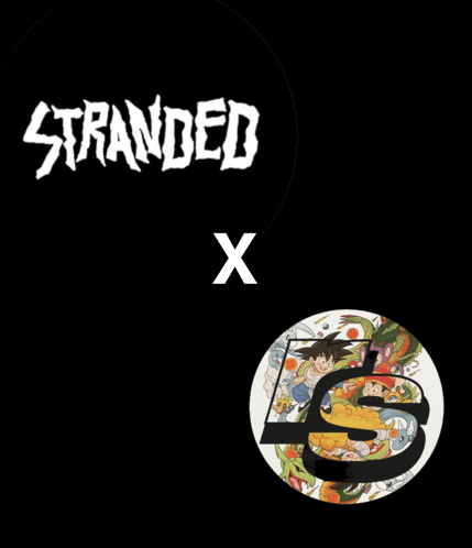 a logo for stranded x with a picture of goku