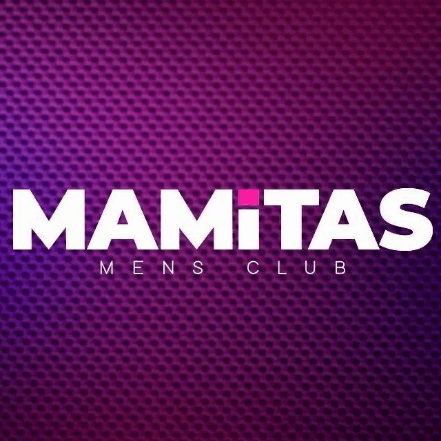 a logo for mamitas men 's club is displayed on a purple background