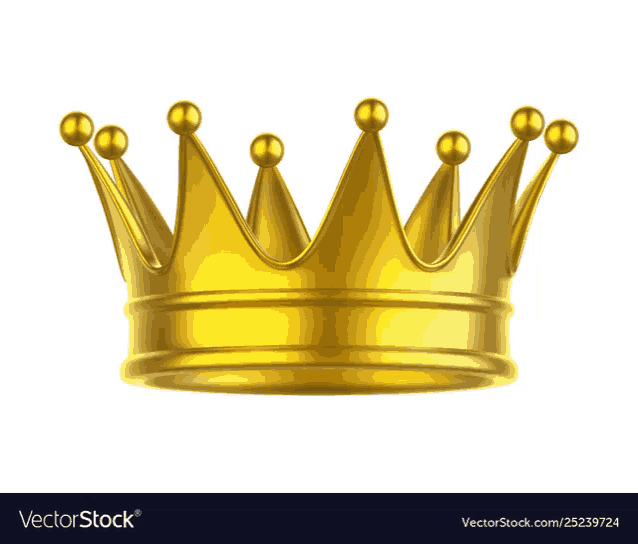 a gold crown on a white background with balls on the tips