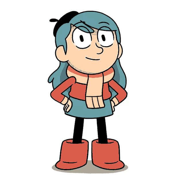 a cartoon character wearing a scarf and boots