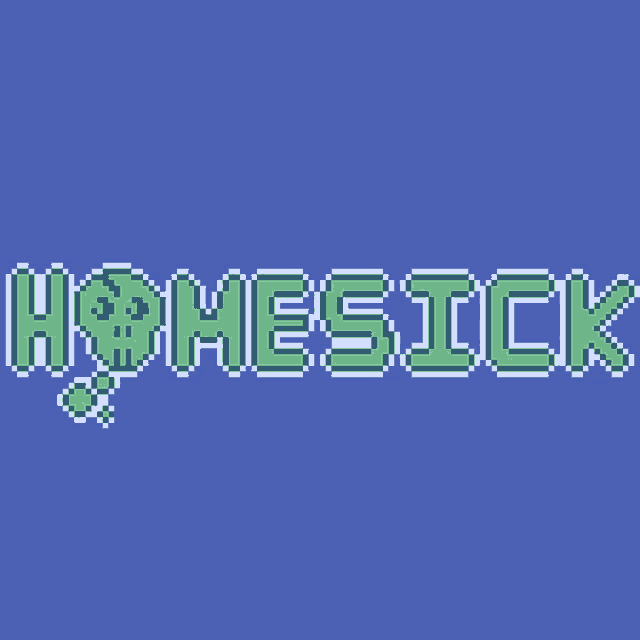 a pixel art of the word homesick with a clover on it