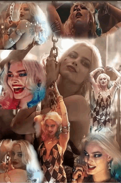 a collage of images of harley quinn from the movie harley quinn