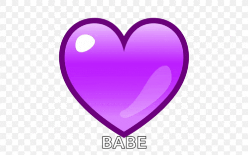 a purple heart with the word babe written below it