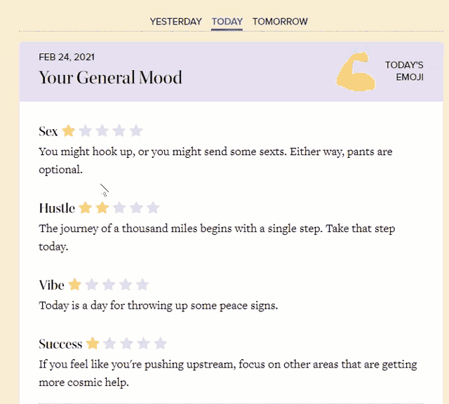 a screenshot of a website that says " your general mood "