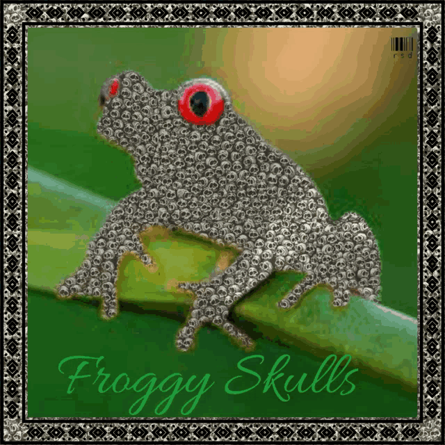 a picture of a frog made of skulls with the words froggy skills below it