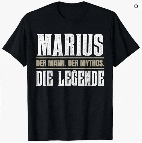 a black t-shirt with the name marius on it