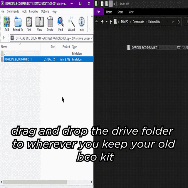 drag and drop the drive folder to wherever you keep your old bc0 kit