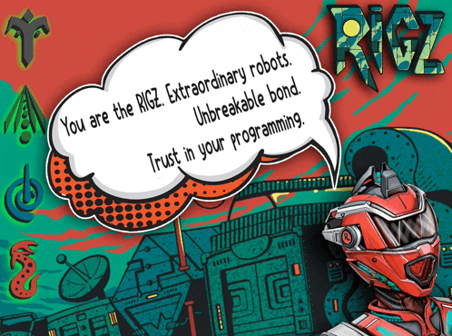 a cartoon drawing of a robot with a speech bubble that says you are the rgz extraordinary robots