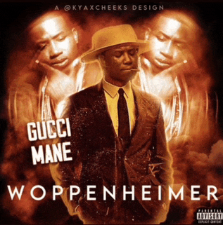 a gucci mane woppenheimer album cover with a man in a suit and tie