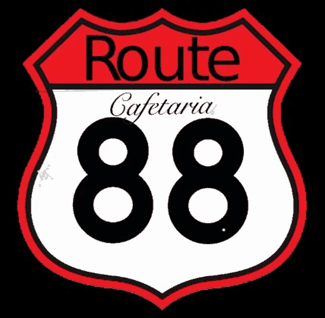 a red and white sign that says route cafetaria 88