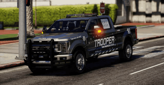 a ford truck with the word trooper on the side of it