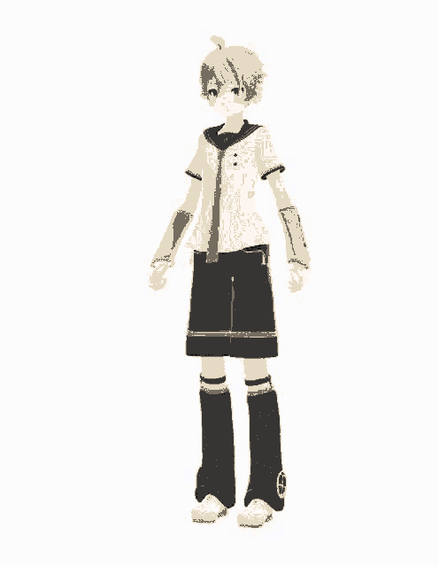 a 3d model of a boy with blonde hair and black shorts