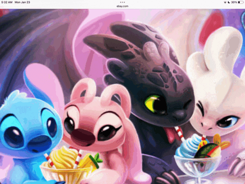 a phone screen shows a picture of toothless and angel