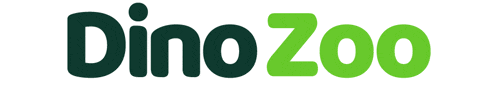 a green and black logo for a company called dino zoo