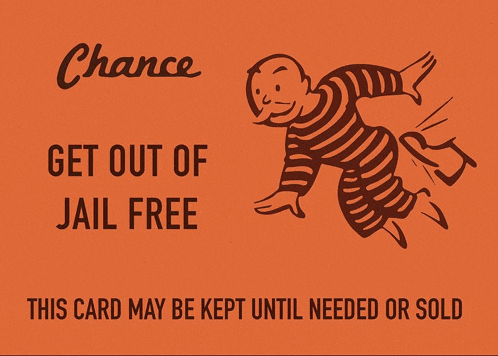 a chance card that says get out of jail free may be kept until needed or sold