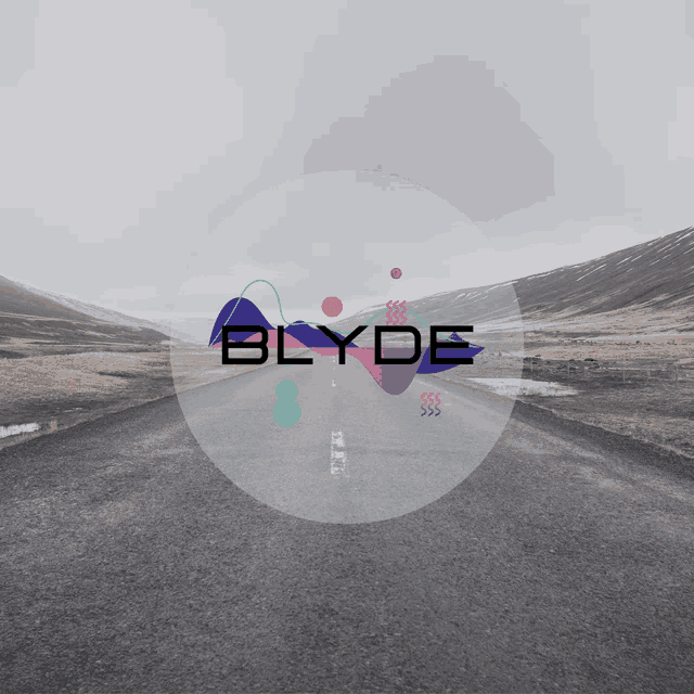 a picture of a road with the word blyde written on it