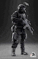 a blurred image of a soldier holding a gun .