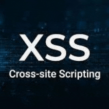 the xss cross-site scripting logo is on a blue background .