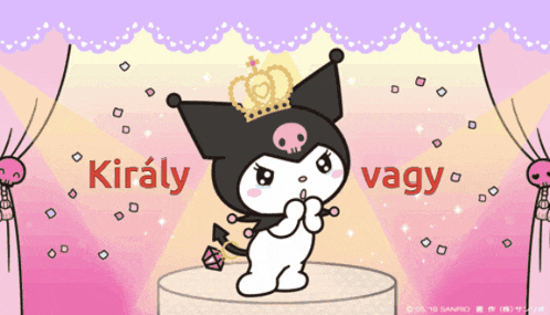 a cartoon of a cat wearing a crown with the words kiraly vagy behind it