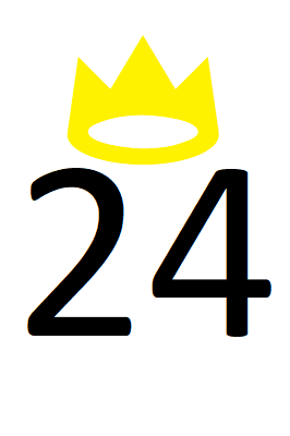 the number 24 with a yellow crown on it