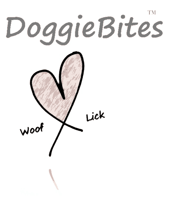 a drawing of a heart and the words woof and lick