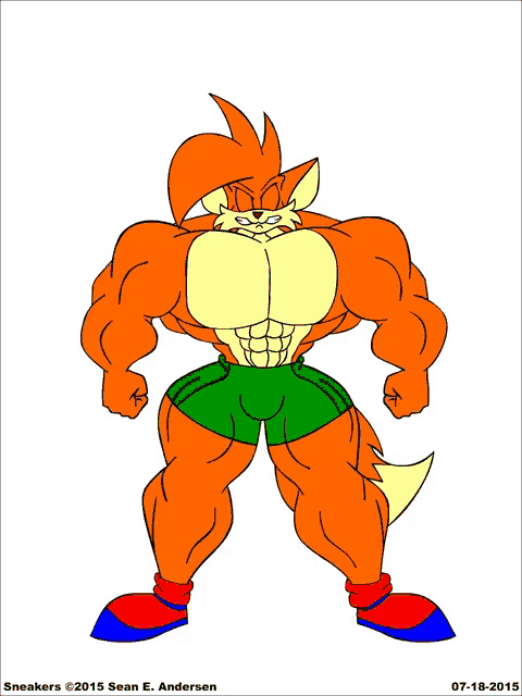 a cartoon drawing of a muscular fox by sean e. andersen on july 18 2015