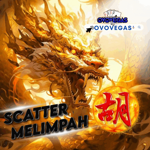 an advertisement for ovovegas shows a dragon and a ball