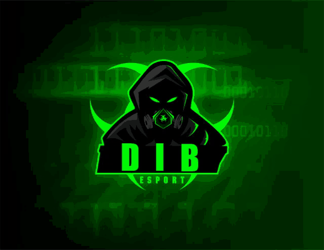 a logo for dib esport shows a person wearing a gas mask