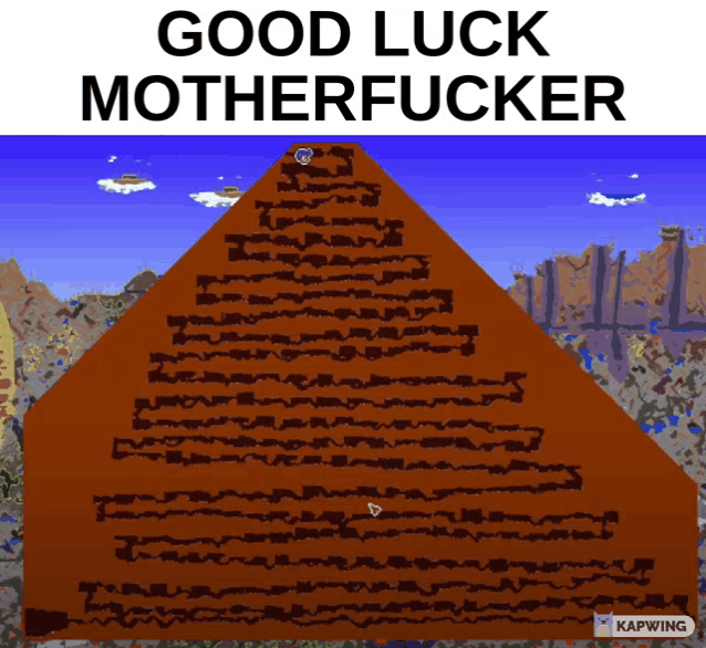 a picture of a pyramid with the words good luck motherfucker