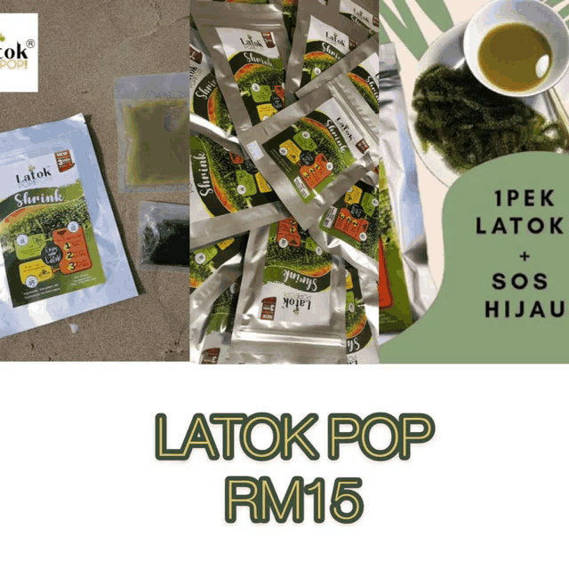 a package of latok pop rm15 is displayed on a table