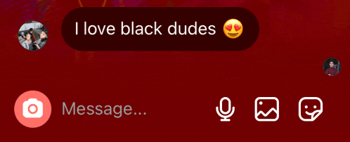 a message that says " i love black dudes " on a red background