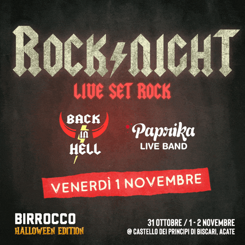 a poster for a live set rock event called rock / night