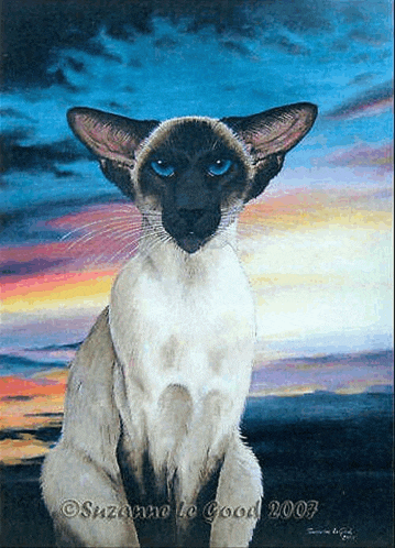 a painting of a siamese cat by suzanne le good 2003