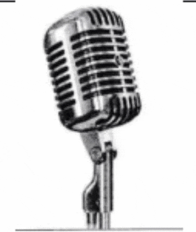 a black and white drawing of a microphone on a stand .