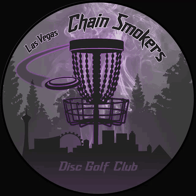 a disc golf logo for chain smokers disc golf club