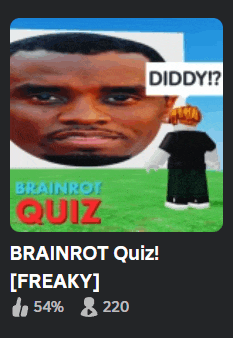 a poster for brainrot quiz with a picture of a man 's head