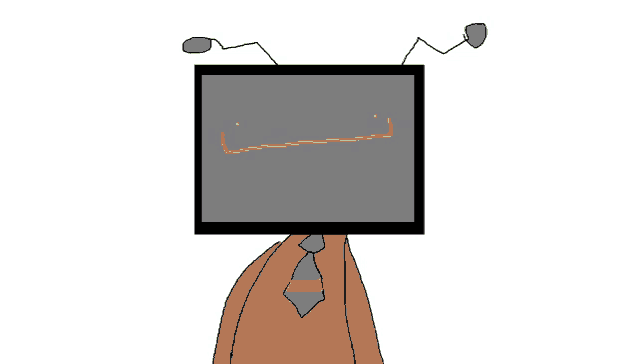 a cartoon drawing of a man with a tv head and a tie