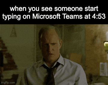 a man in a white shirt and tie is typing on microsoft teams at 4:55