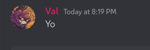 a screenshot of a chat with val and yo