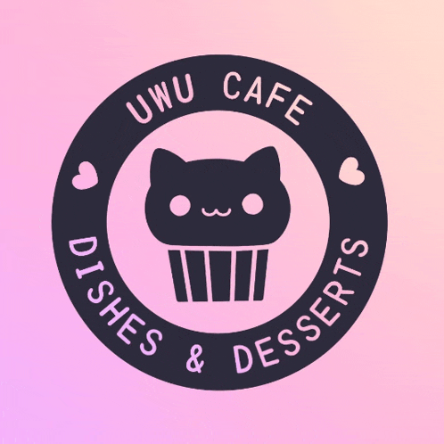 a logo for uwu cafe dishes & desserts