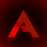 the letter a is glowing in the dark on a red background .