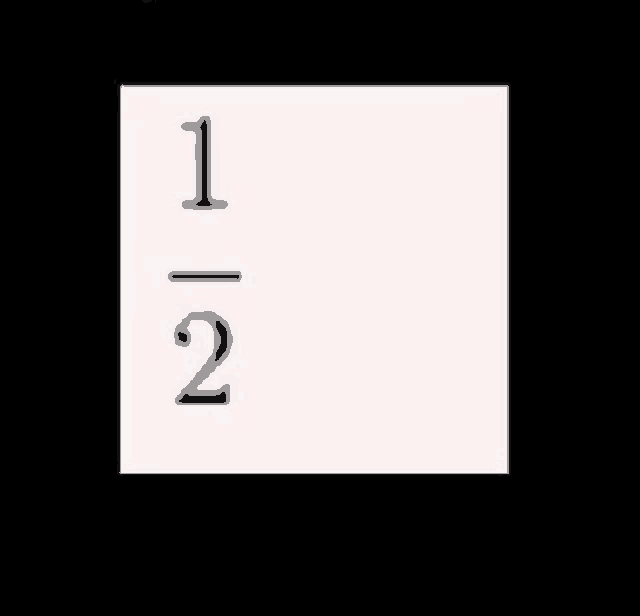 a white square with the number 1 and 2 on it on a black background .